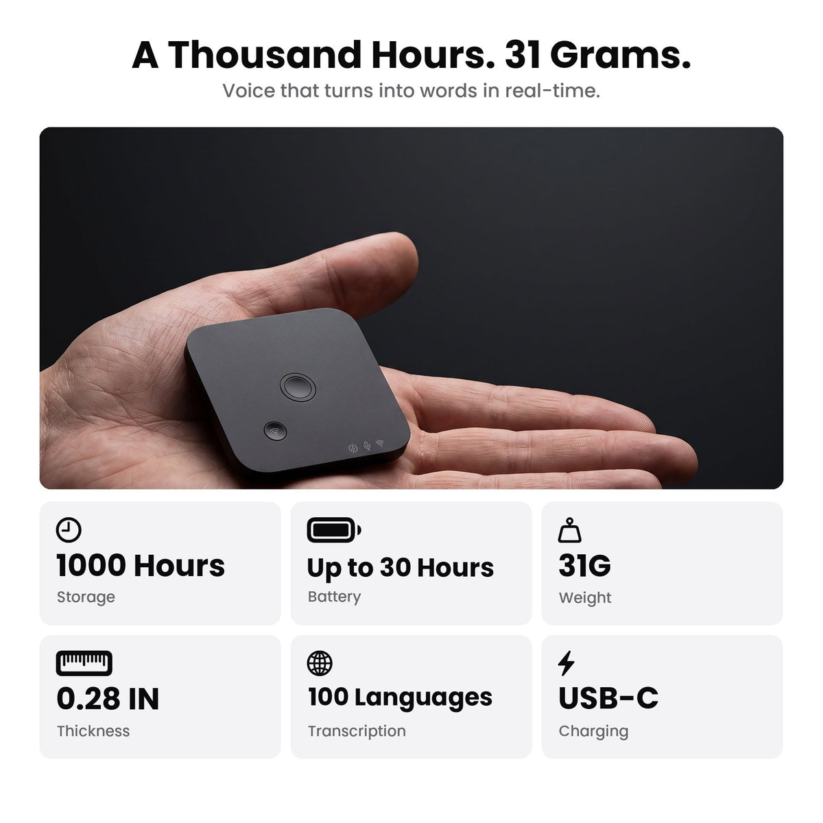 Blocc Cube: MagSafe AI Recorder for iPhone - Black