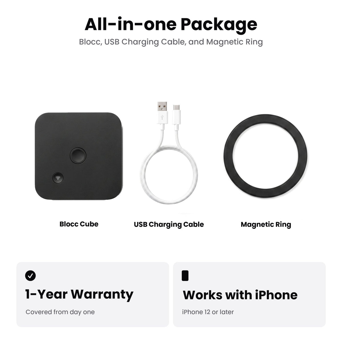 Blocc Cube: MagSafe AI Recorder for iPhone - Black