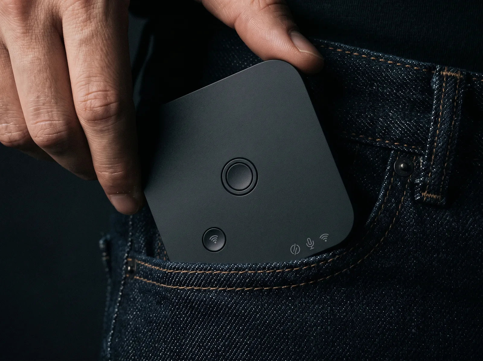 Cube being slipped into a jeans pocket