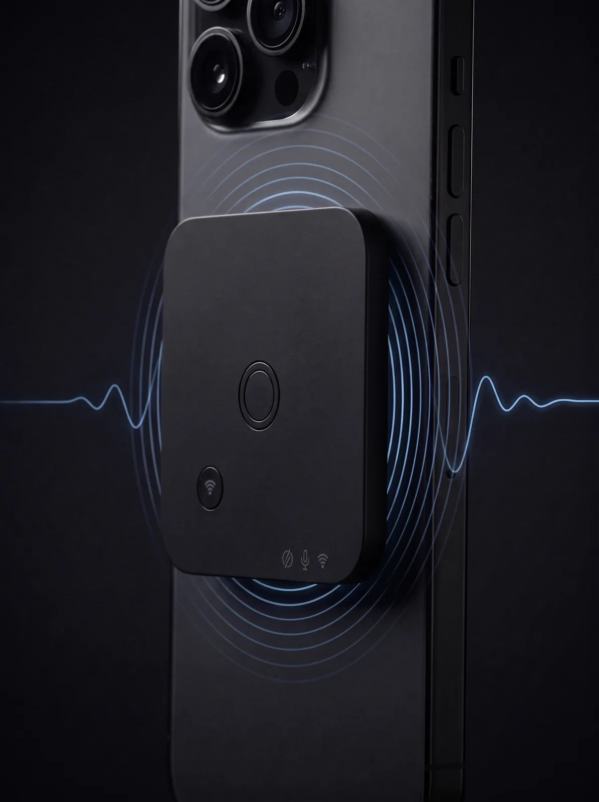Cube recording an iPhone call through vibrations that become a text waveform